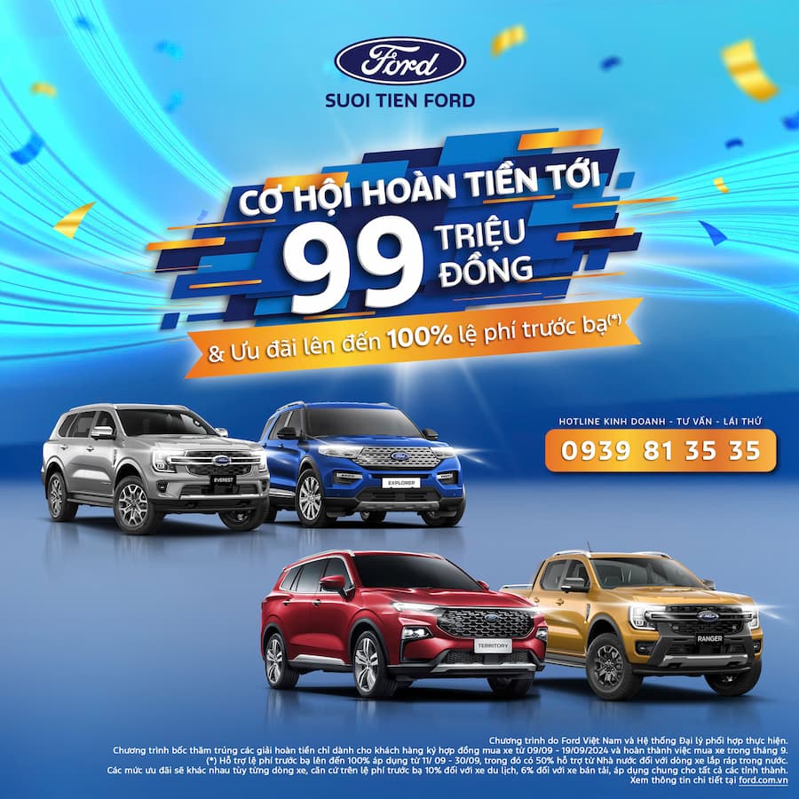 9.9 NGÀY ĐÔI - ƯU ĐÃI KÉP - RINH NGAY FORD VỀ NHÀ!