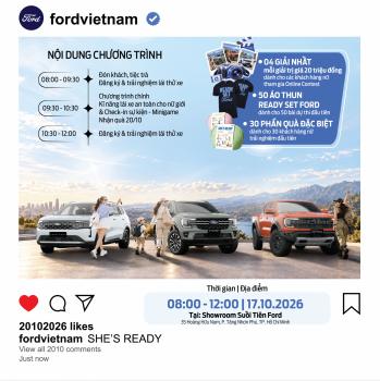 SHE’S READY: Ngày hội lái thử xe tại Suối Tiên Ford 17/10/2026